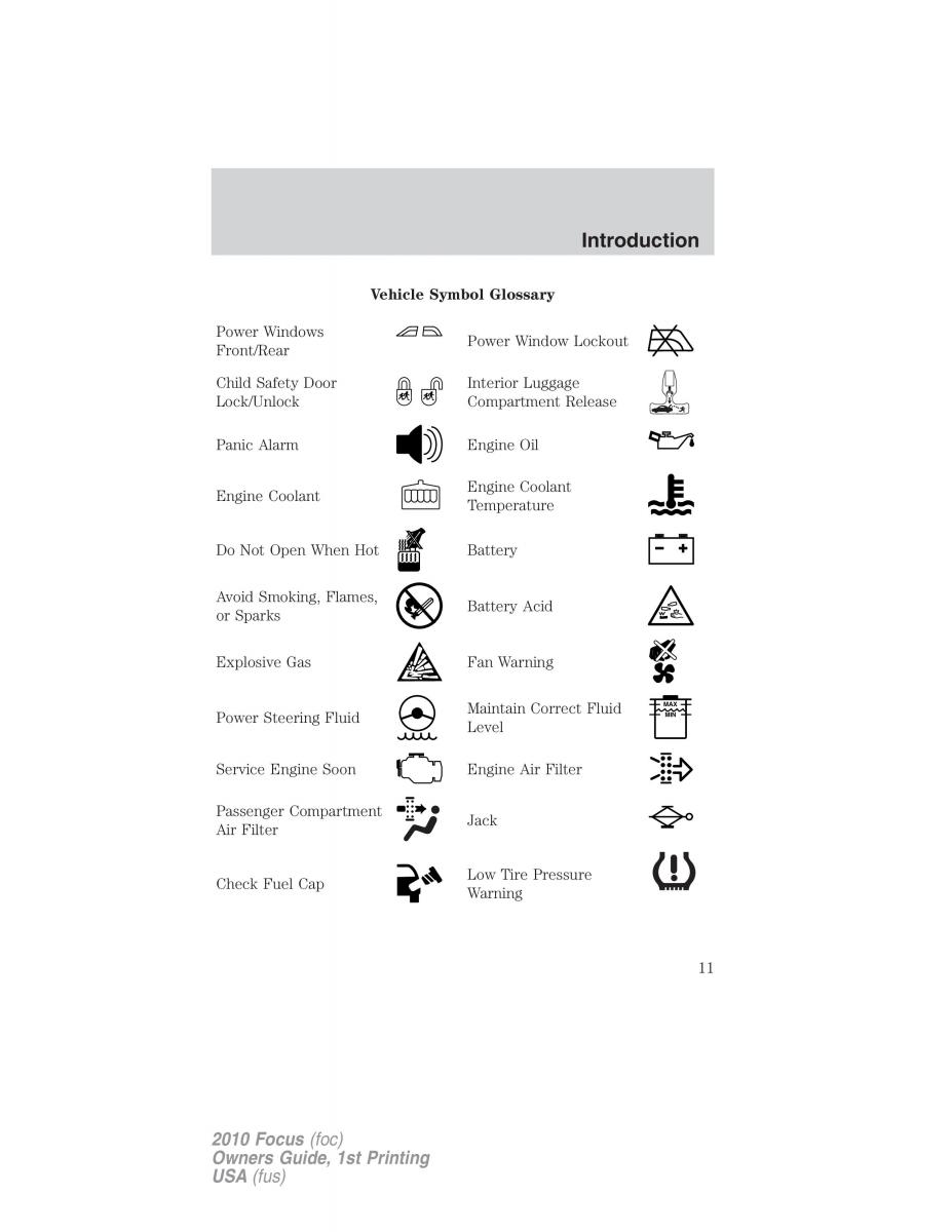 Ford Focus II 2 owners manual / page 11