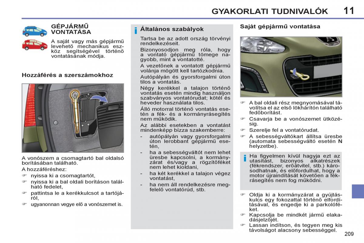 Peugeot 308 SW I 1 Kezelesi utmutato / page 211