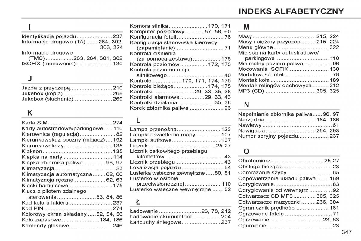 Peugeot 308 SW I 1 instrukcja obslugi / page 349