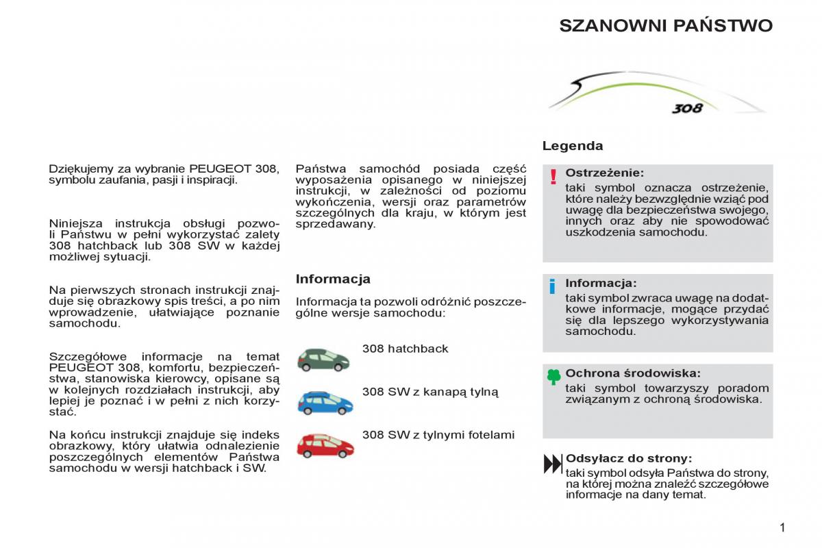 Peugeot 308 SW I 1 instrukcja obslugi / page 3