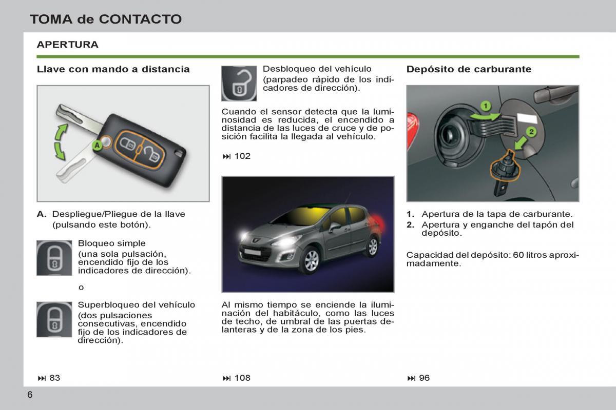 Peugeot 308 SW I 1 manual del propietario / page 8