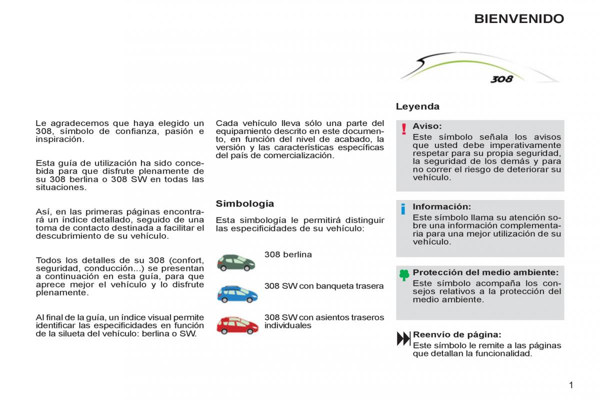 Peugeot 308 SW I 1 manual del propietario / page 3