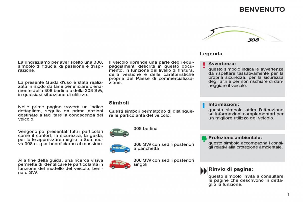 Peugeot 308 SW I 1 manuale del proprietario / page 3