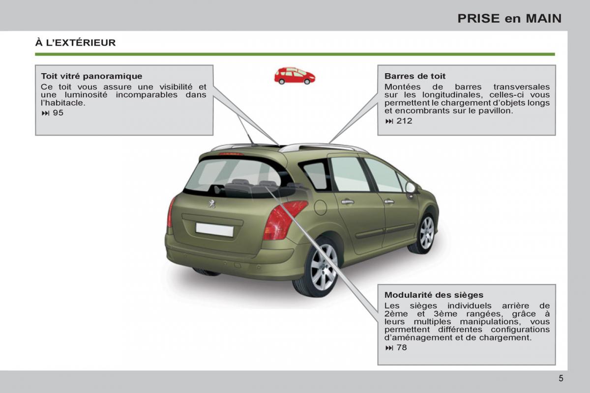 Peugeot 308 SW I 1 manuel du proprietaire / page 7