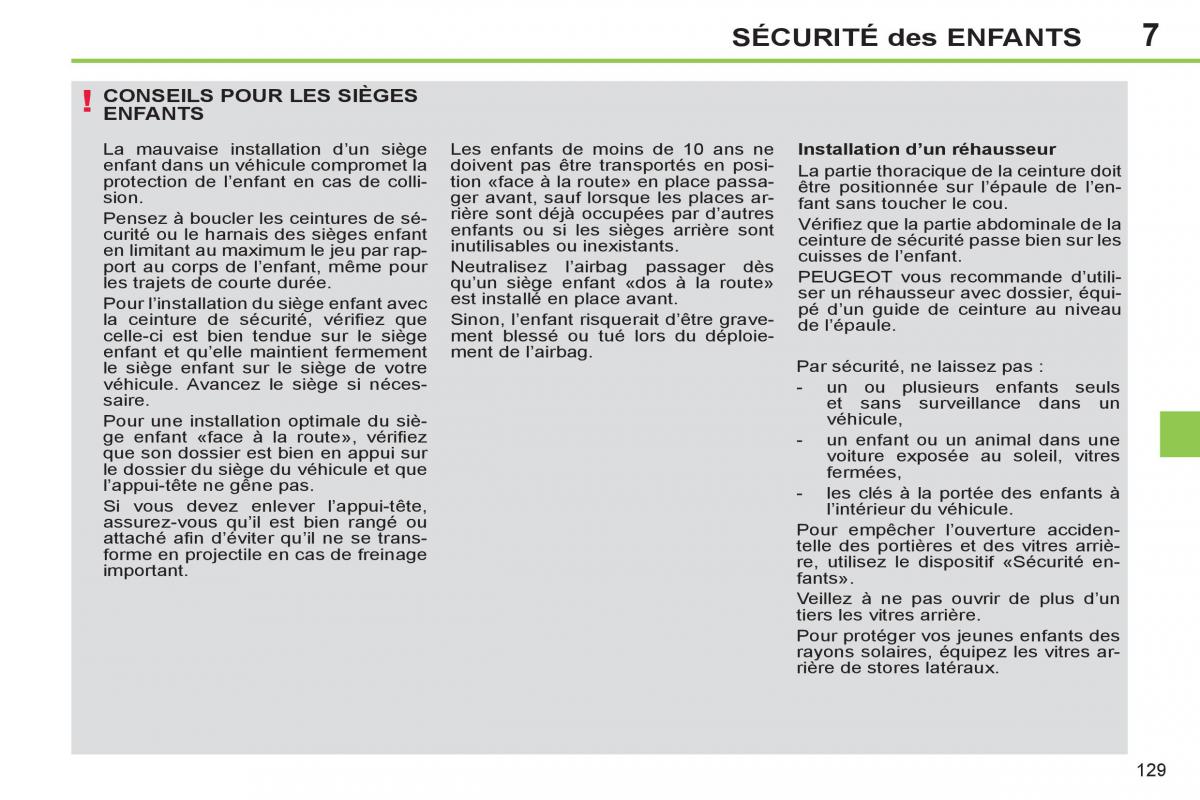 Peugeot 308 SW I 1 manuel du proprietaire / page 131