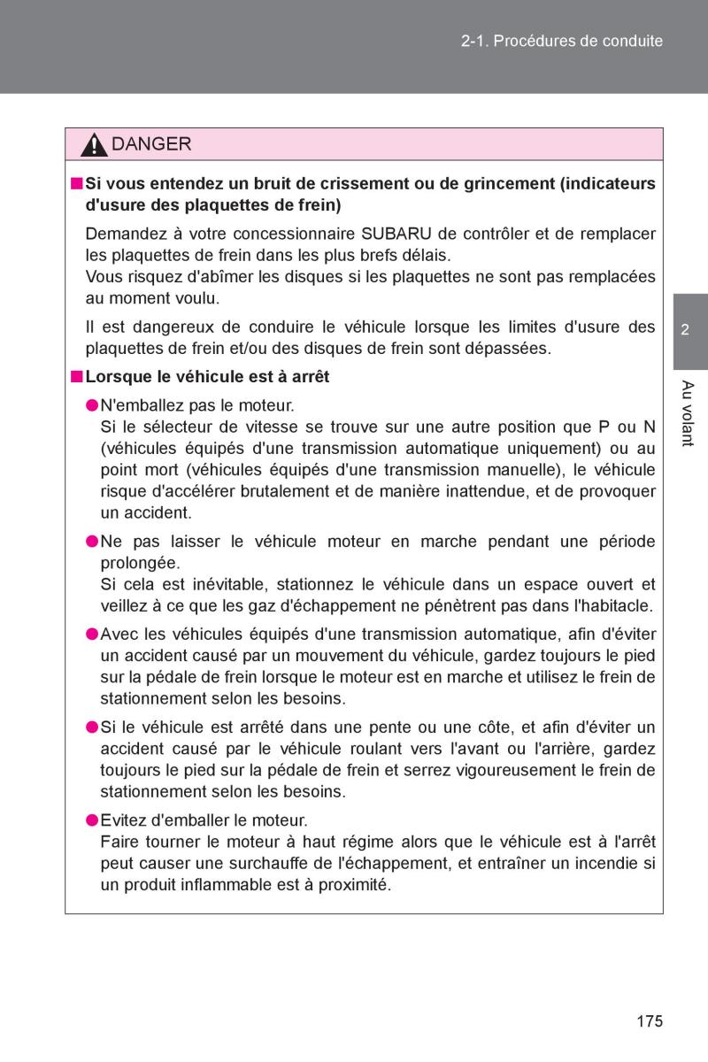 Subaru BRZ manuel du proprietaire / page 175