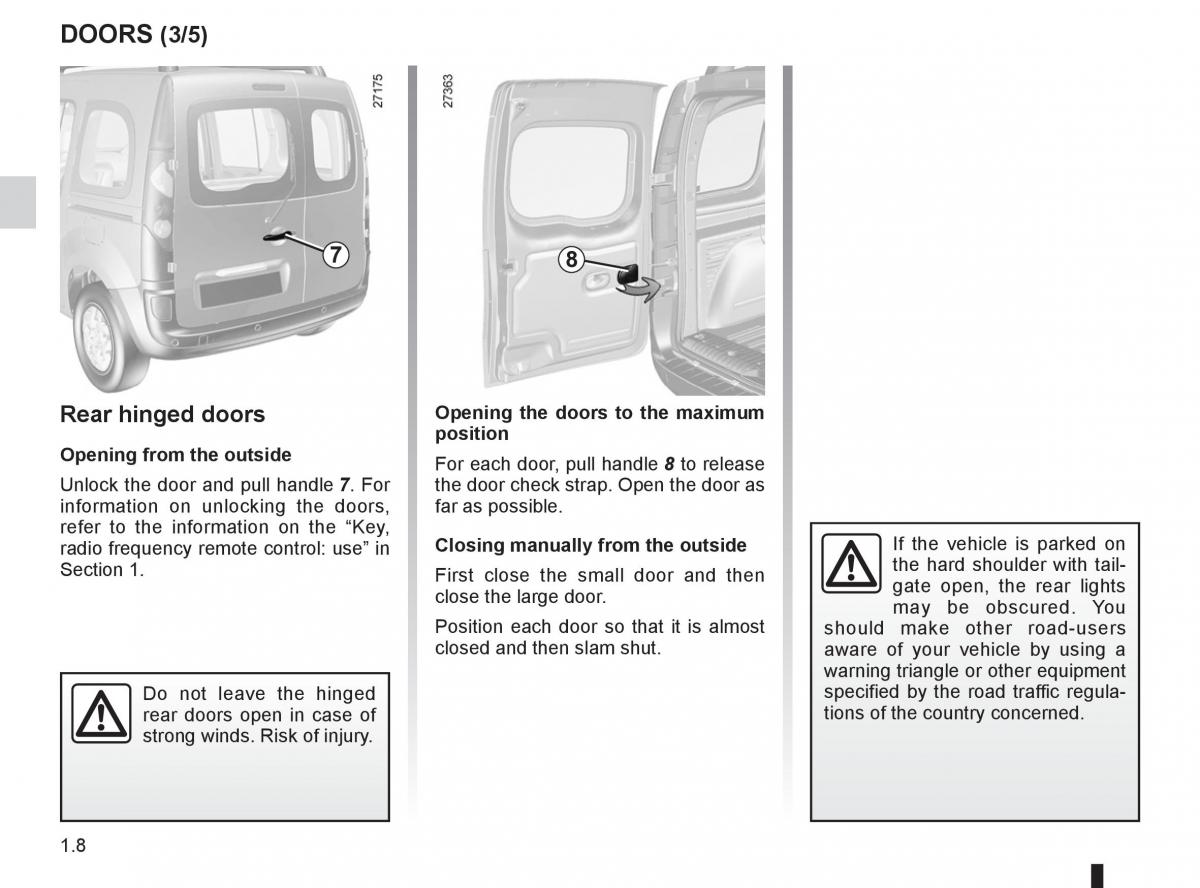 Renault Kangoo II 2 owners manual / page 14