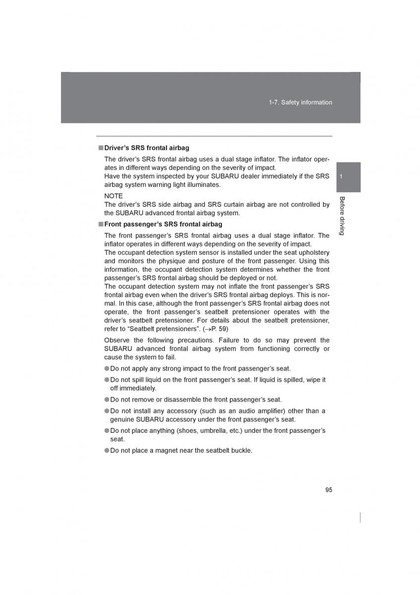 Subaru BRZ owners manual / page 95