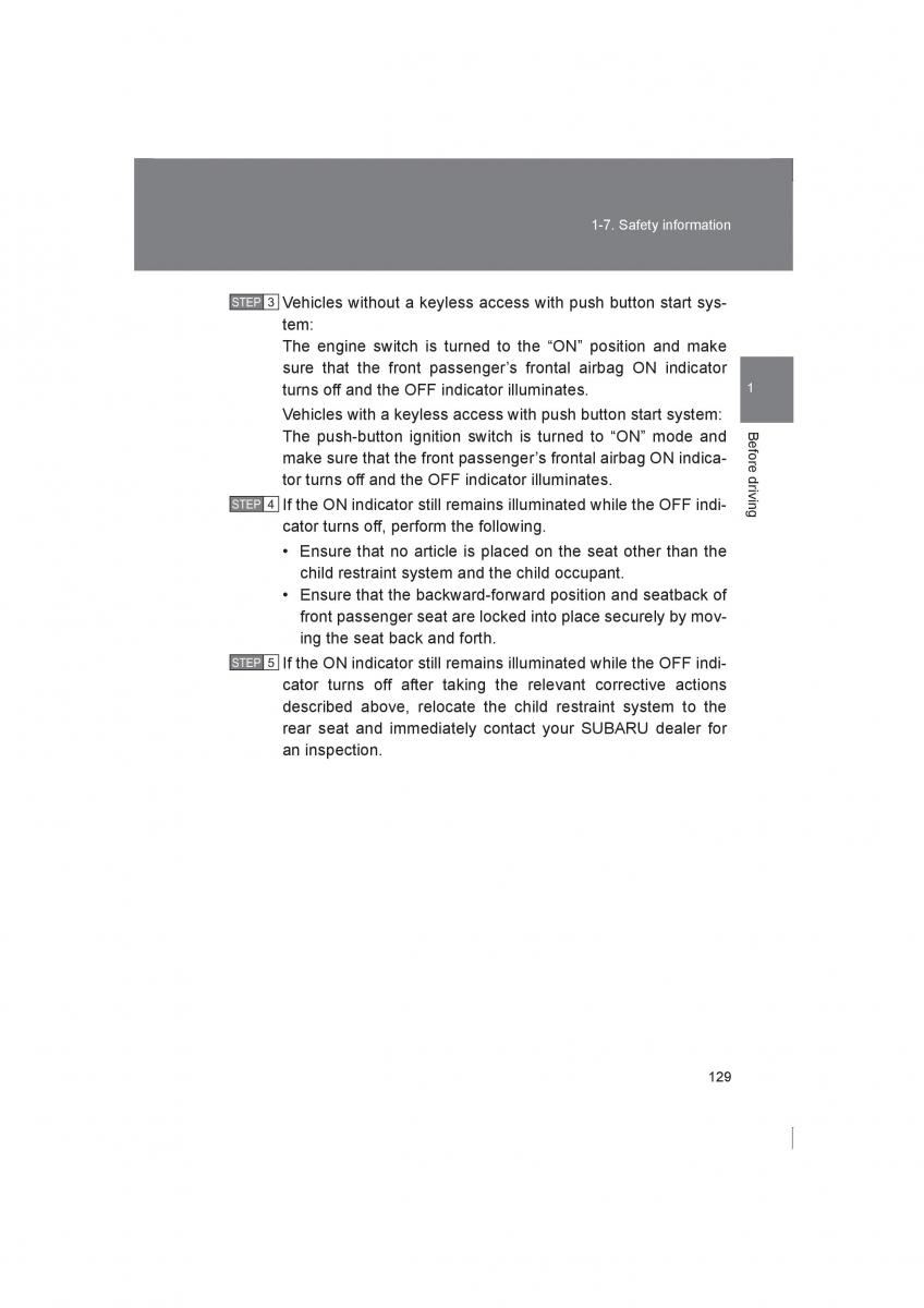 Subaru BRZ owners manual / page 129