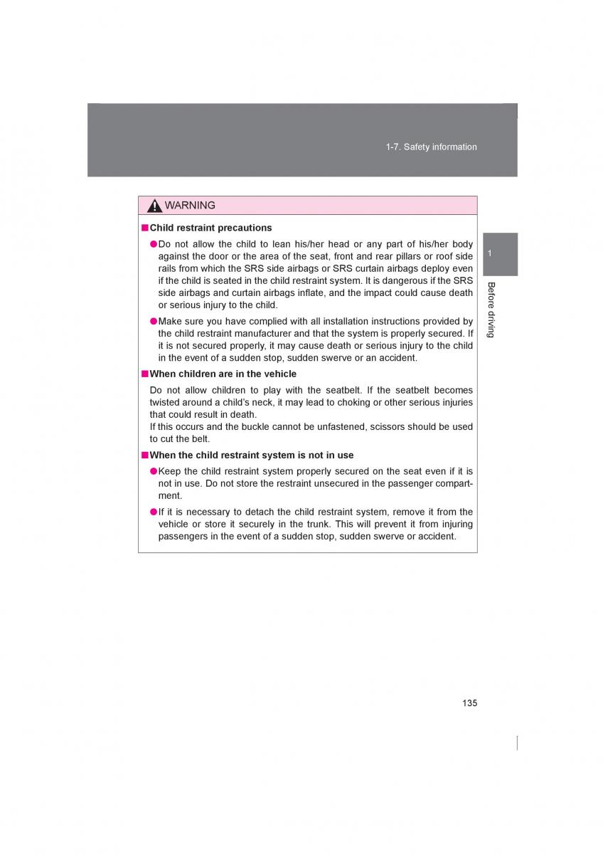 Subaru BRZ owners manual / page 135