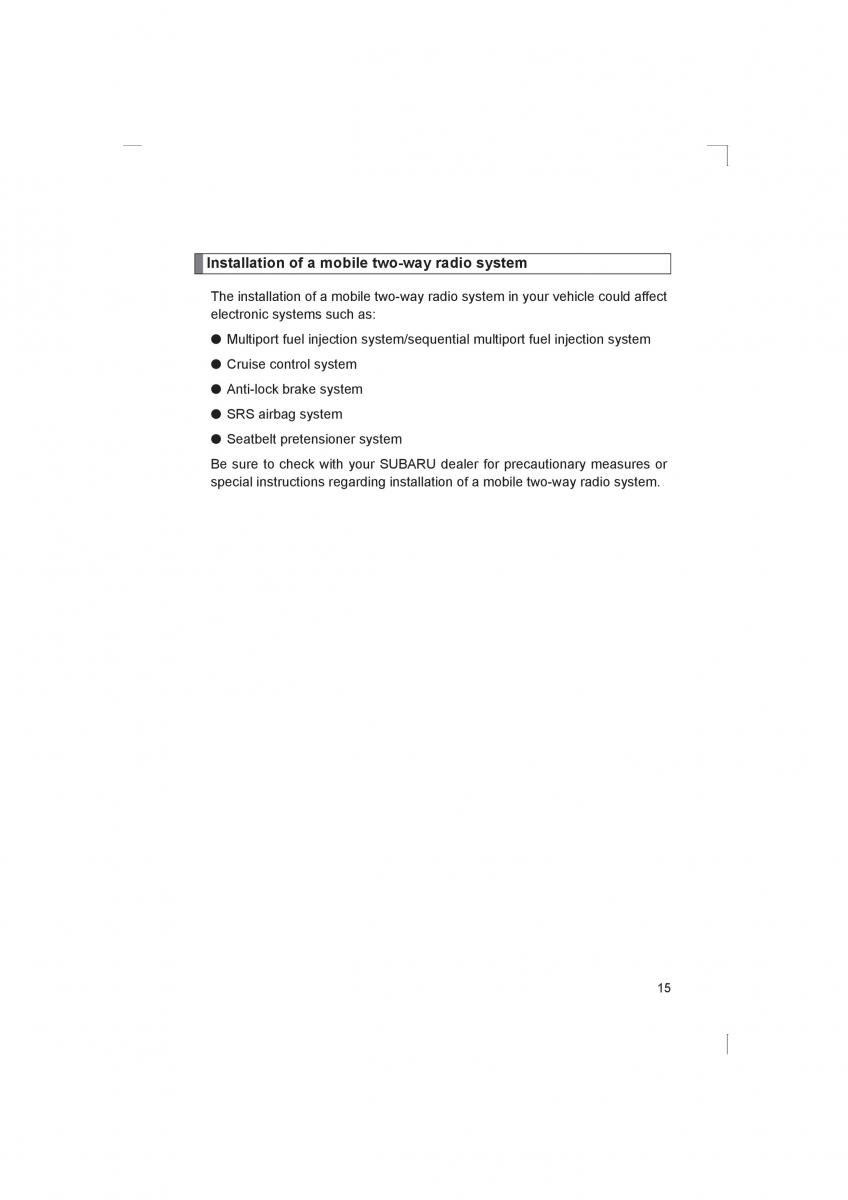 manual  Subaru BRZ owners manual / page 15