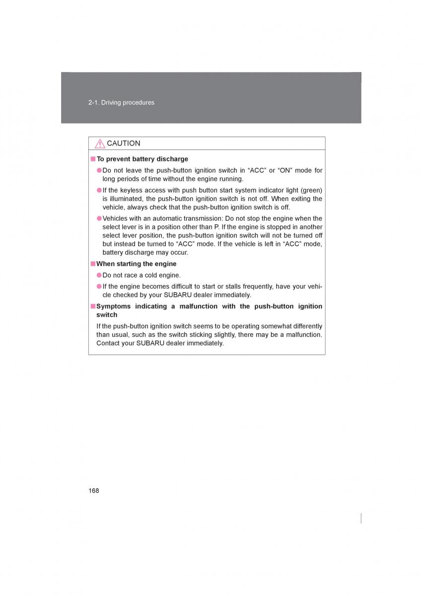 Subaru BRZ owners manual / page 168