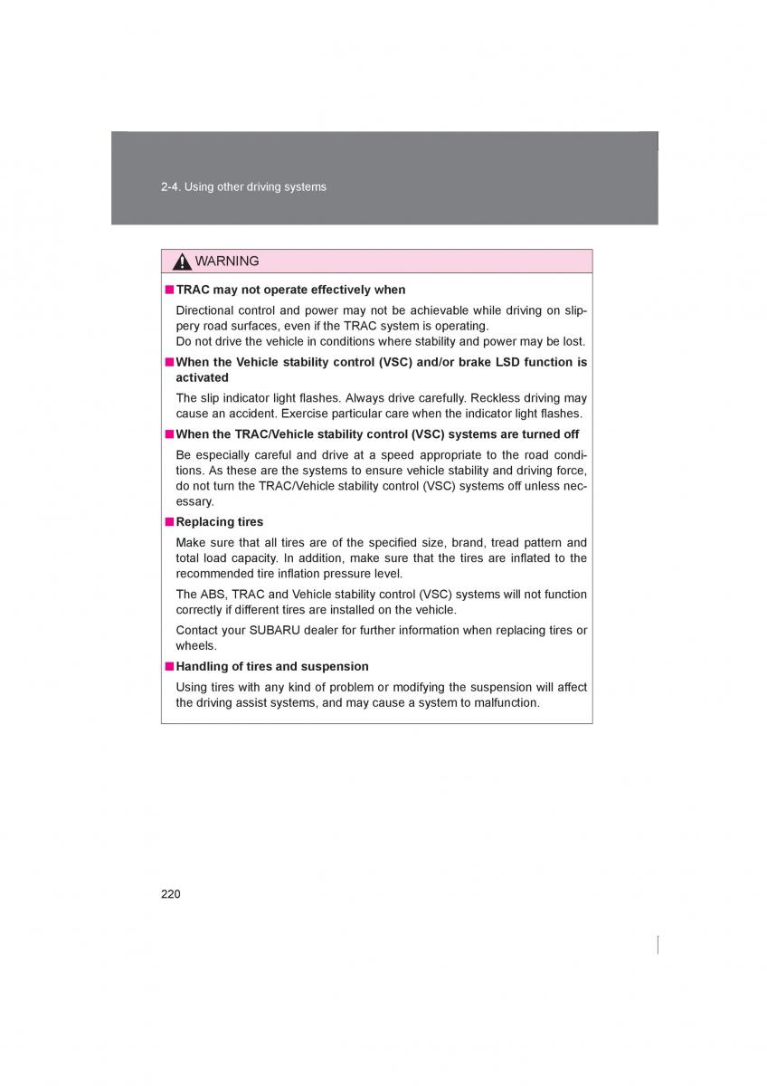 Subaru BRZ owners manual / page 220