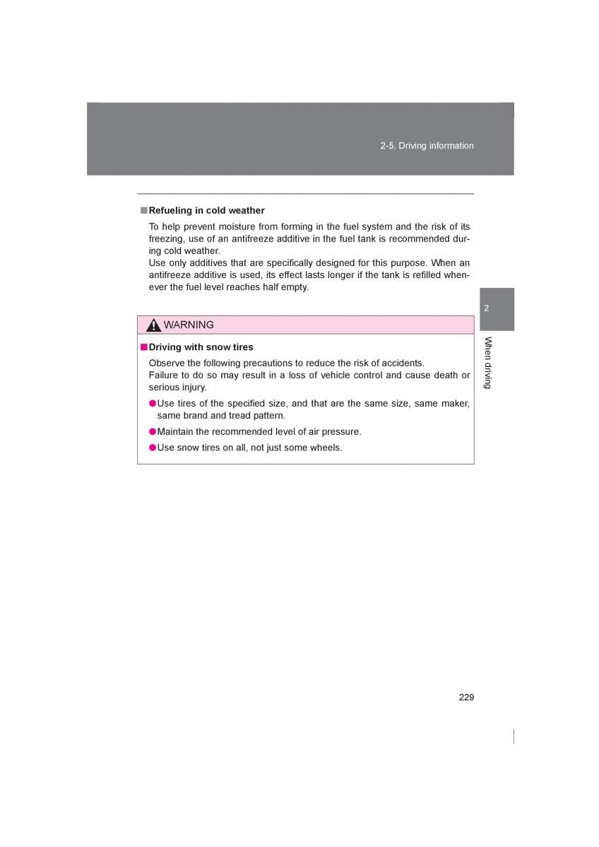 Subaru BRZ owners manual / page 229