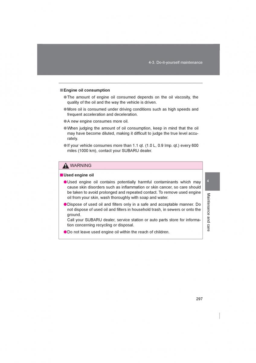 Subaru BRZ owners manual / page 297
