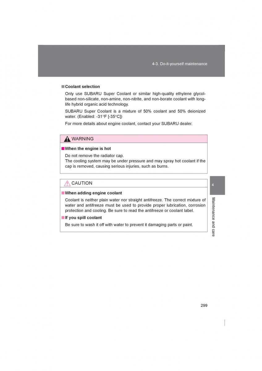 Subaru BRZ owners manual / page 299