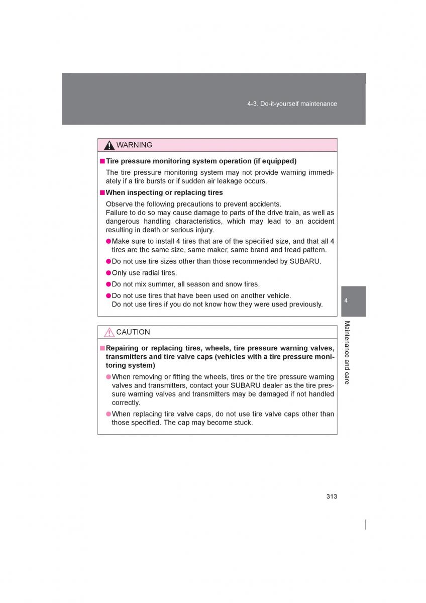 Subaru BRZ owners manual / page 313