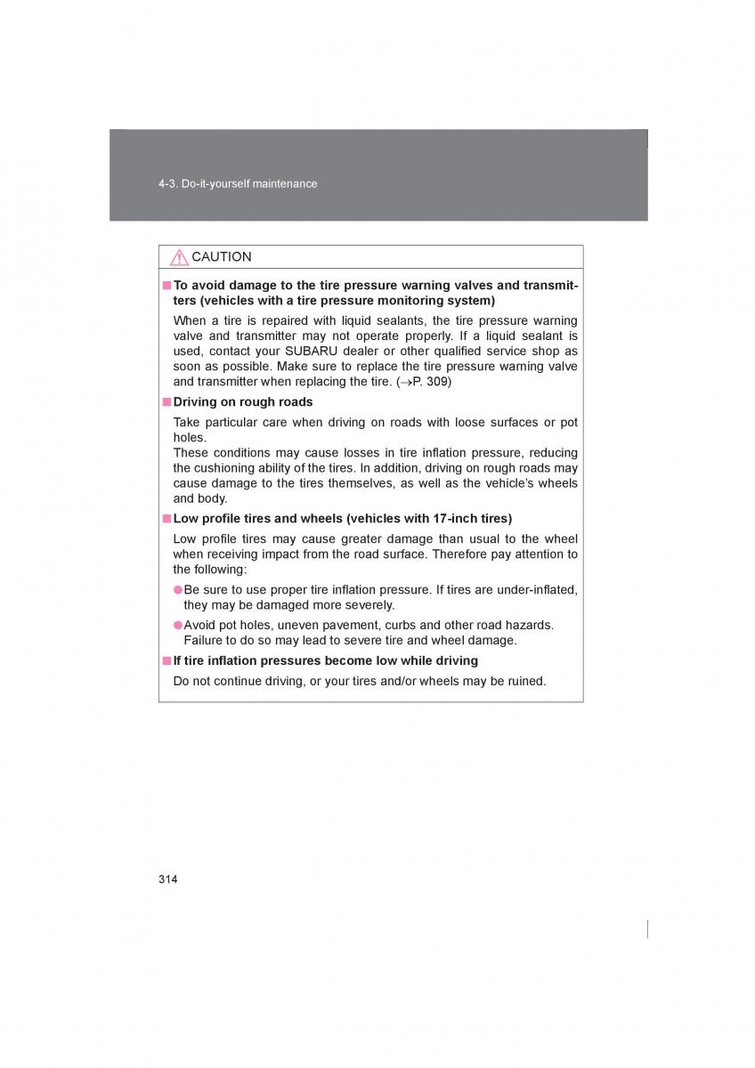 Subaru BRZ owners manual / page 314