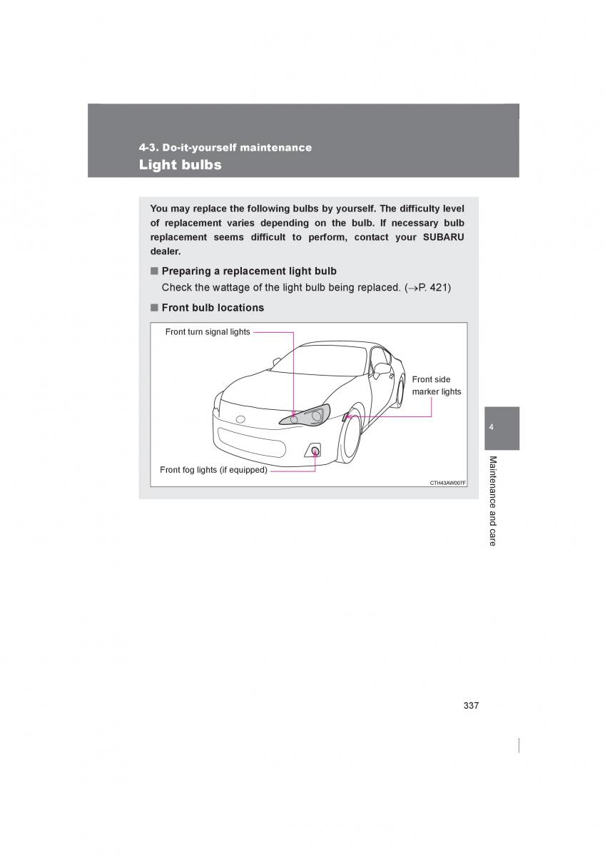 Subaru BRZ owners manual / page 337