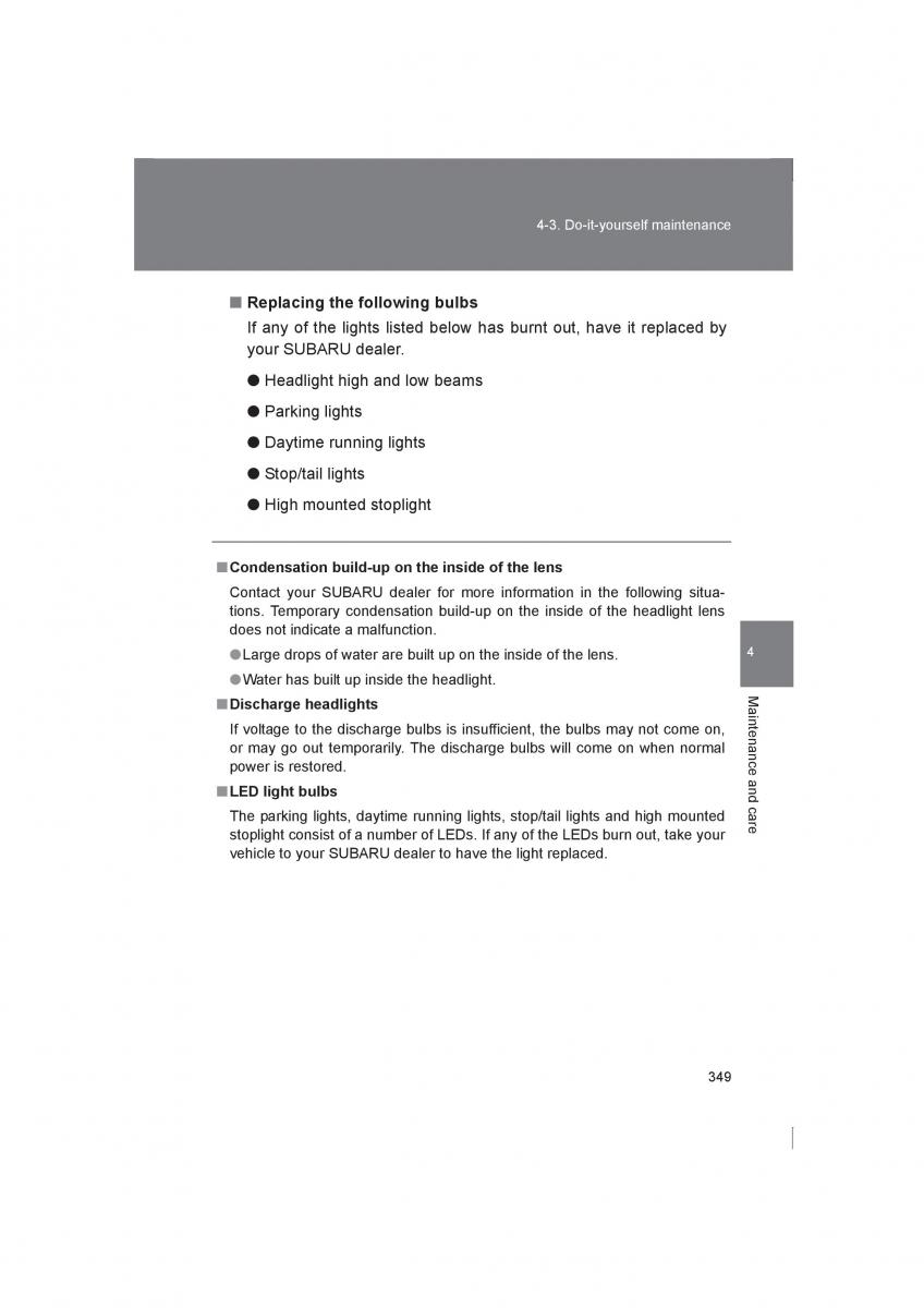 Subaru BRZ owners manual / page 349
