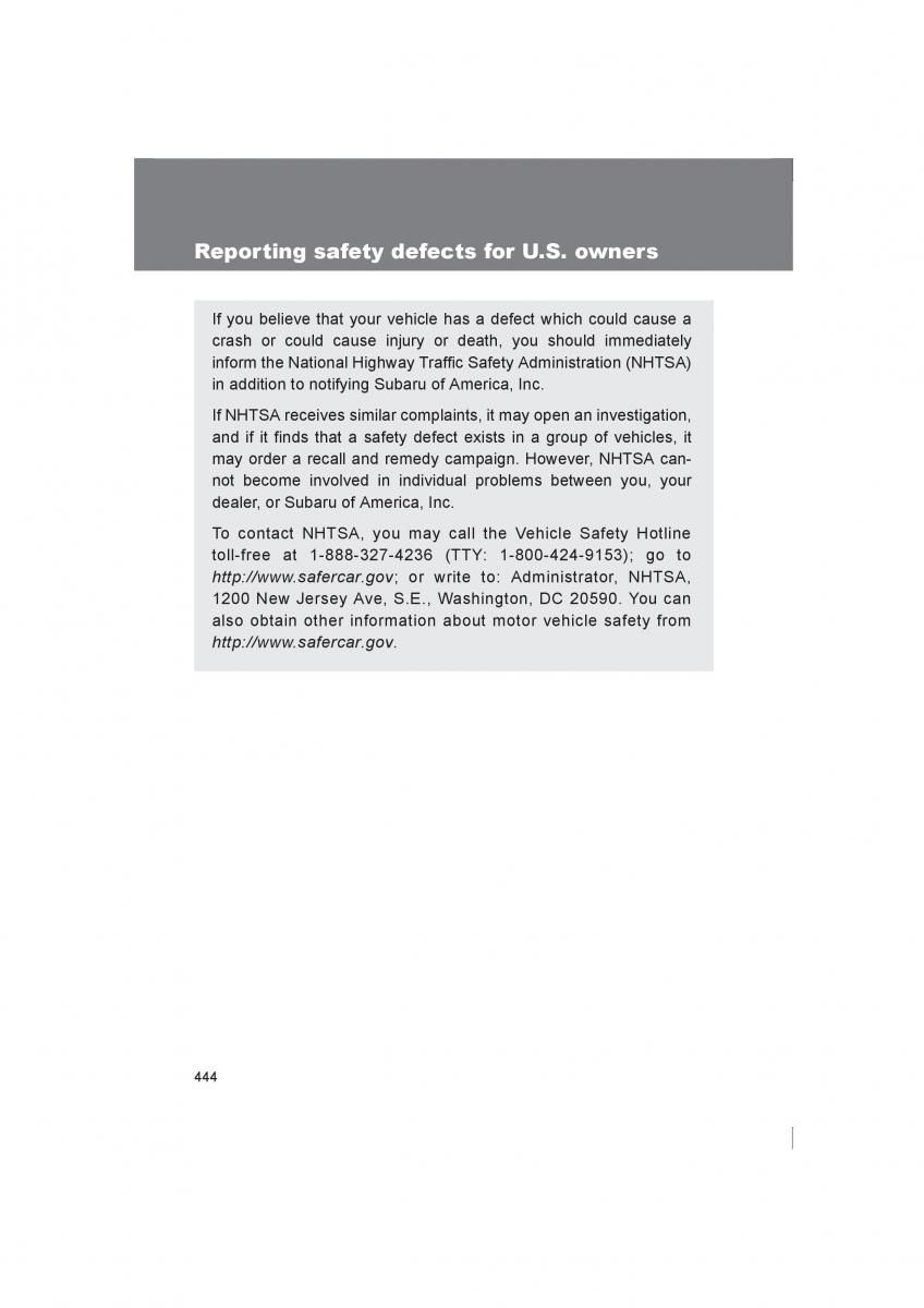 Subaru BRZ owners manual / page 444