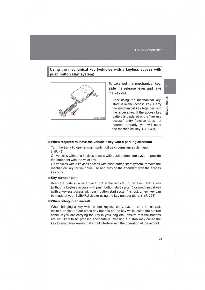 Subaru BRZ owners manual / page 21