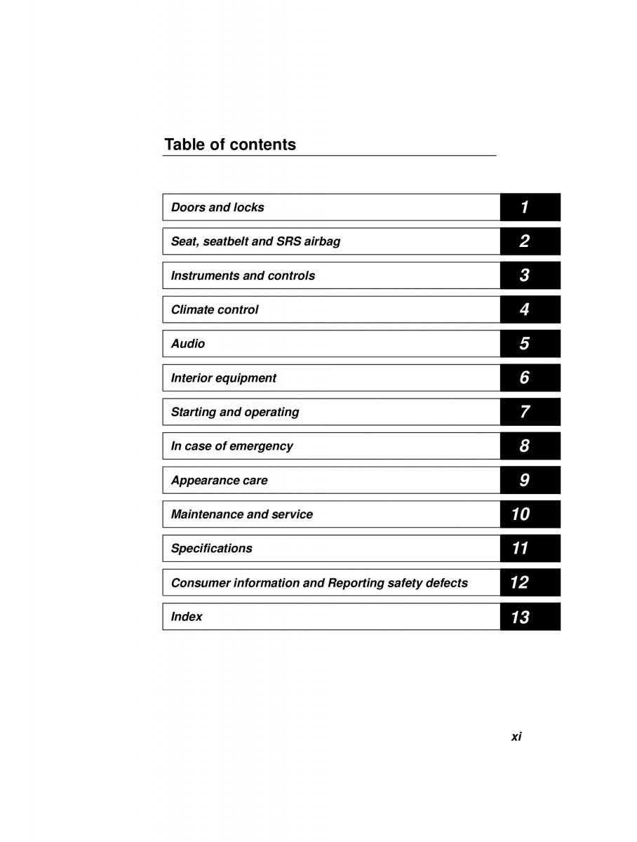 manual  Subaru Forester I 1 owners manual / page 10