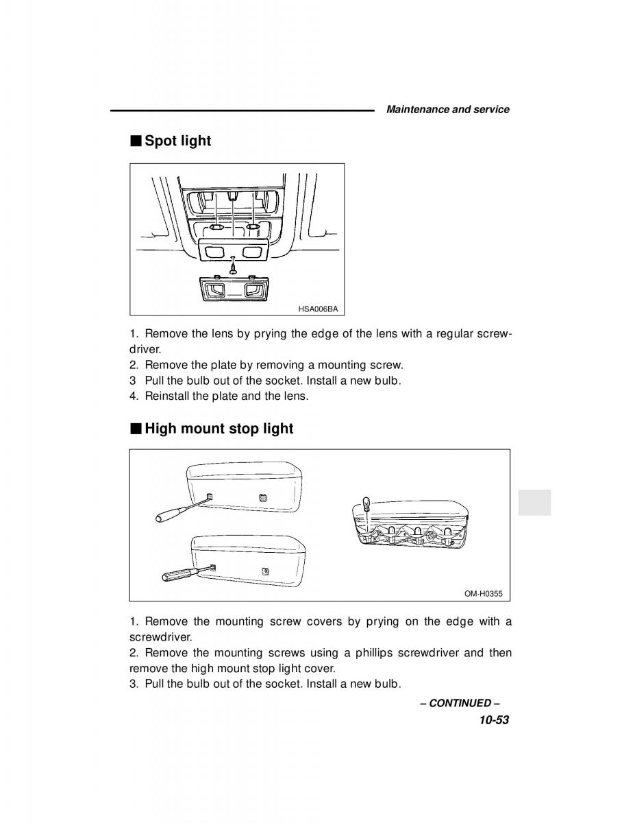Subaru Forester I 1 owners manual / page 309