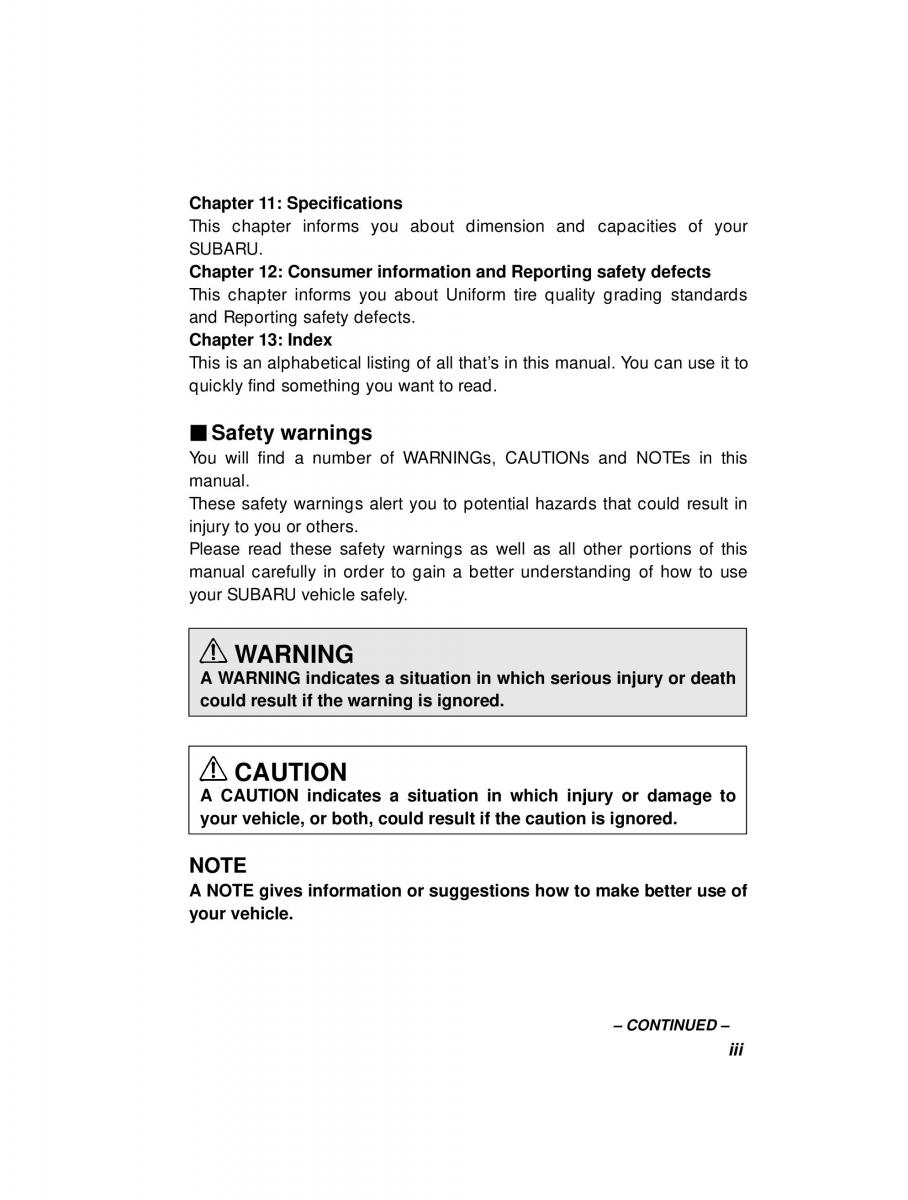 manual  Subaru Forester I 1 owners manual / page 3