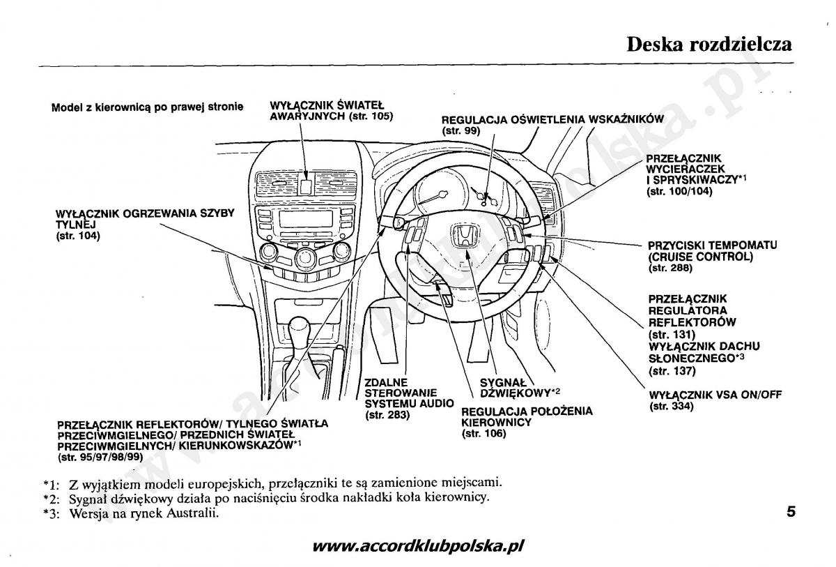 Honda Accord VII 7 instrukcja obslugi / page 9