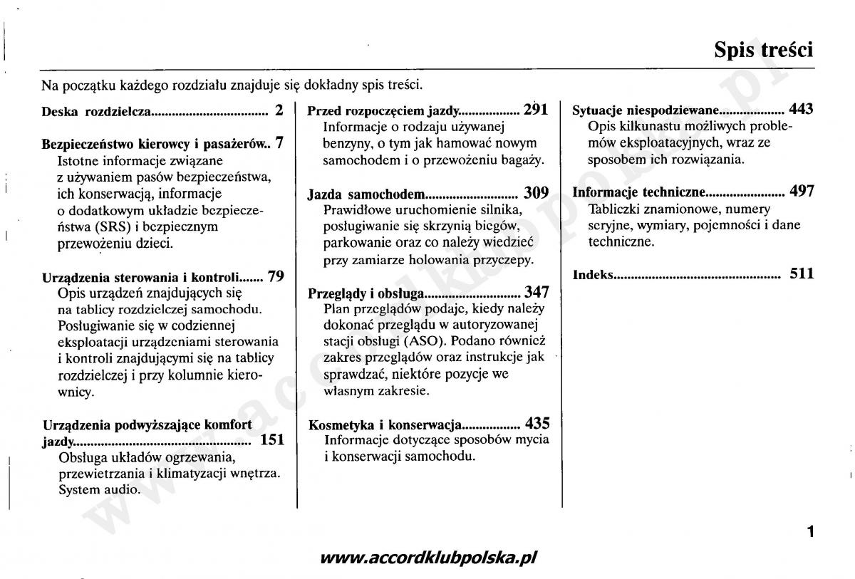 Honda Accord VII 7 instrukcja obslugi / page 5