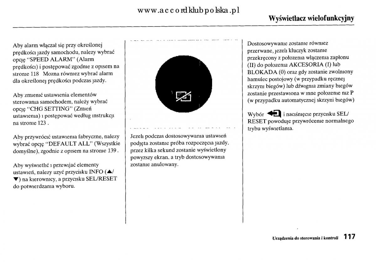 Honda Accord VIII 8 instrukcja obslugi / page 123