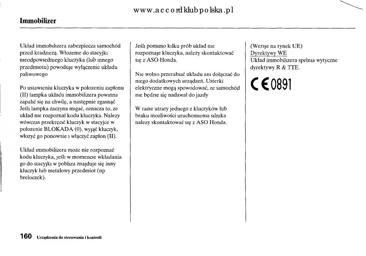 Honda Accord VIII 8 instrukcja obslugi / page 166