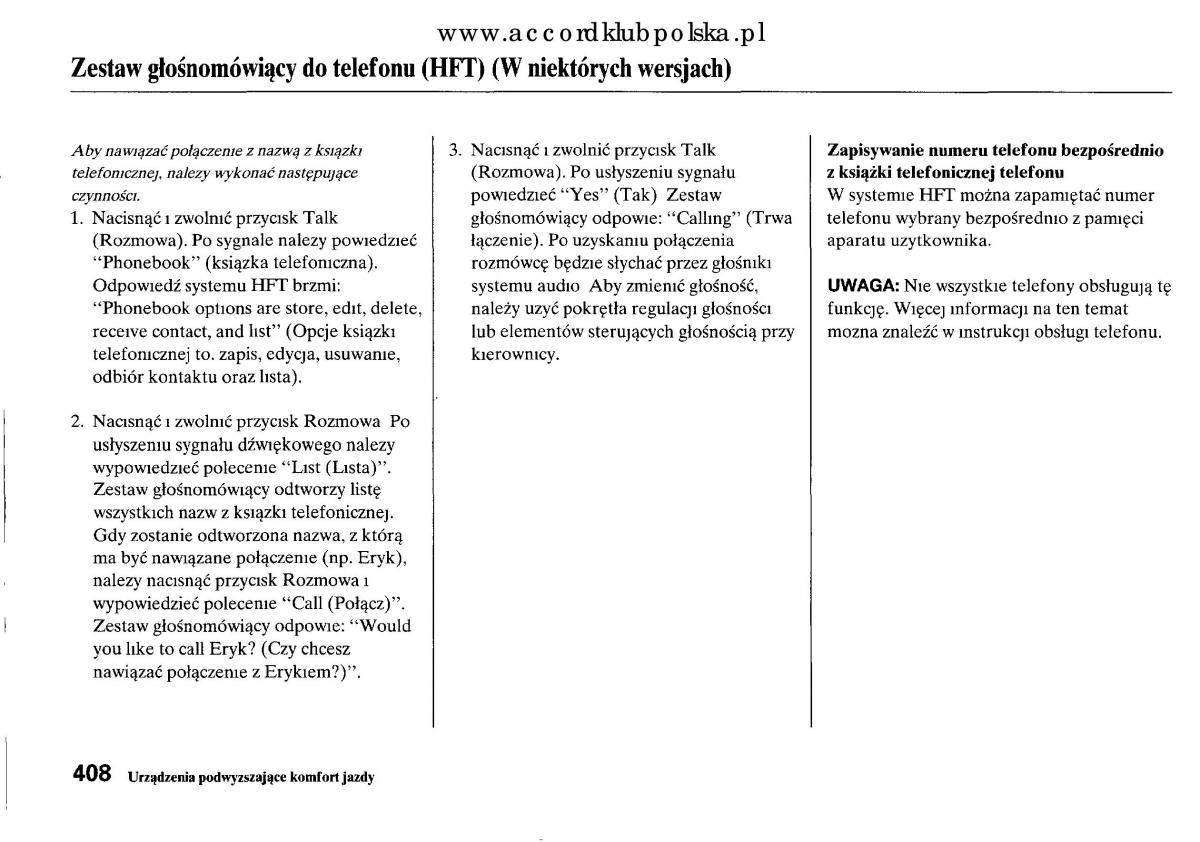 Honda Accord VIII 8 instrukcja obslugi / page 414