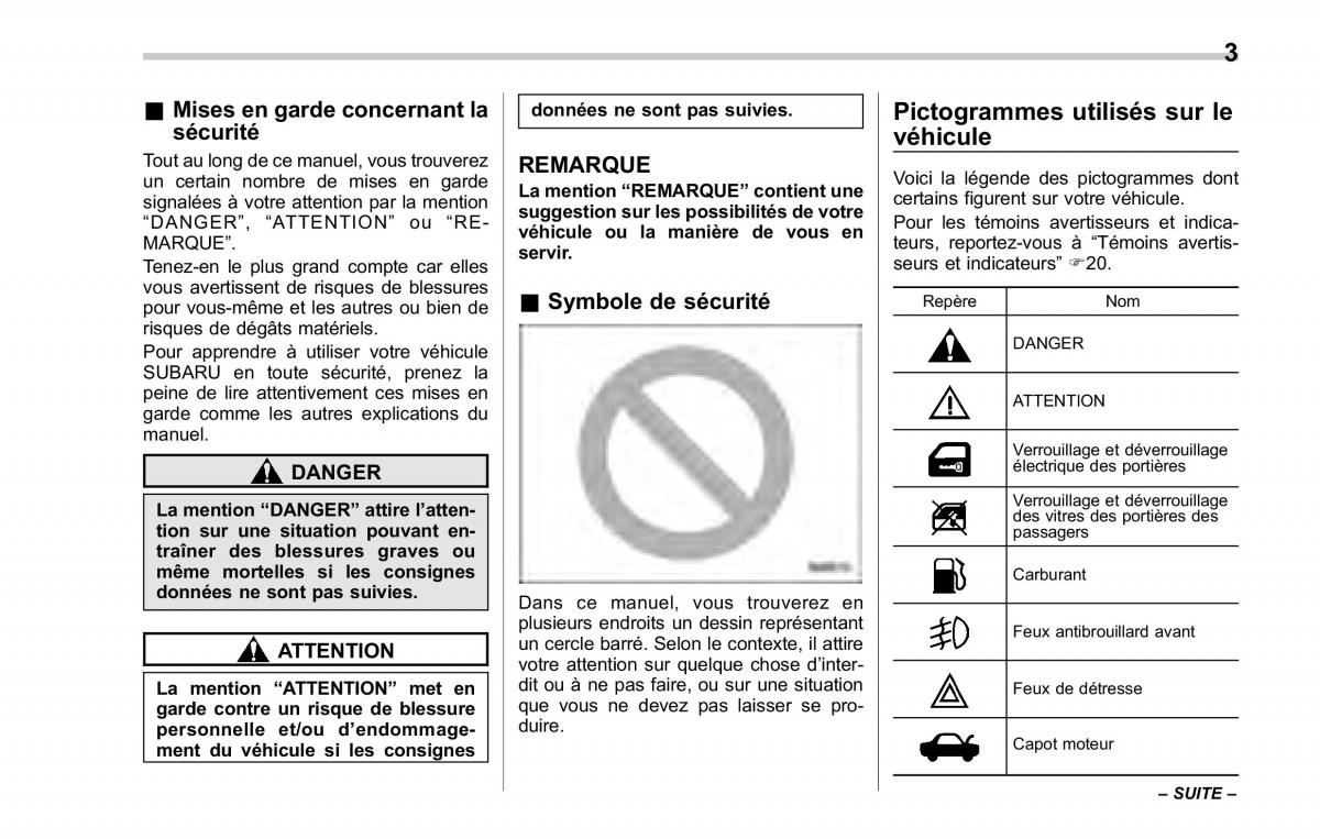 manual  Subaru Forester II 2 manuel du proprietaire / page 7