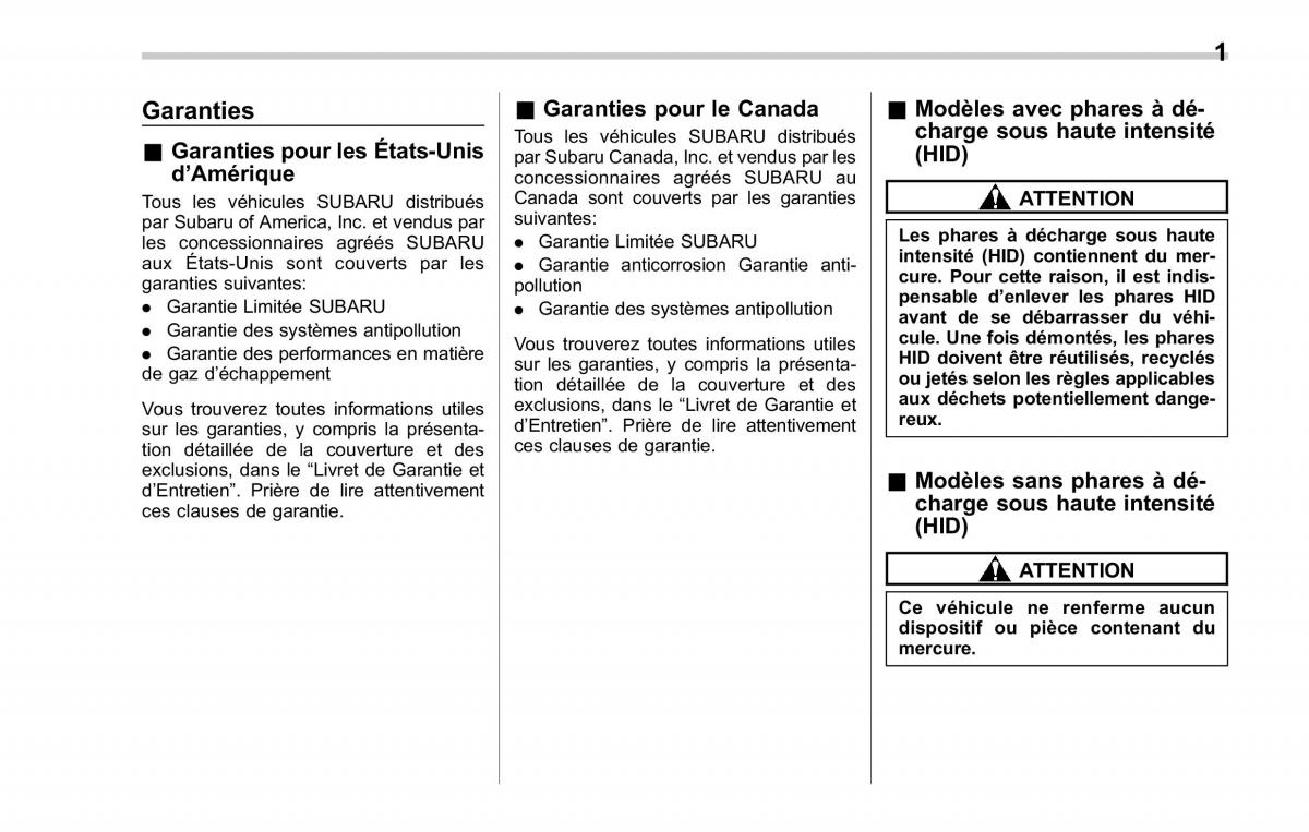 manual  Subaru Forester II 2 manuel du proprietaire / page 5