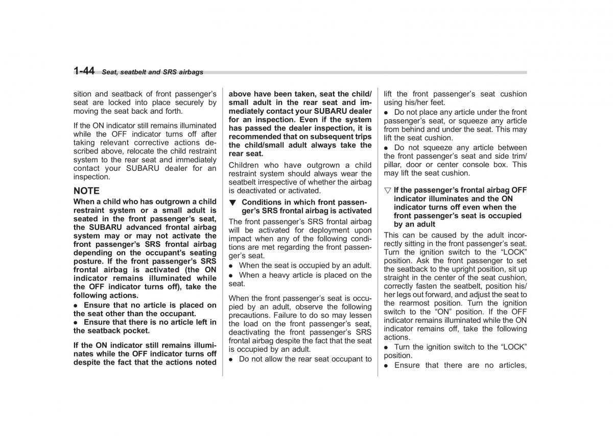 Subaru Forester III 3 owners manual / page 67