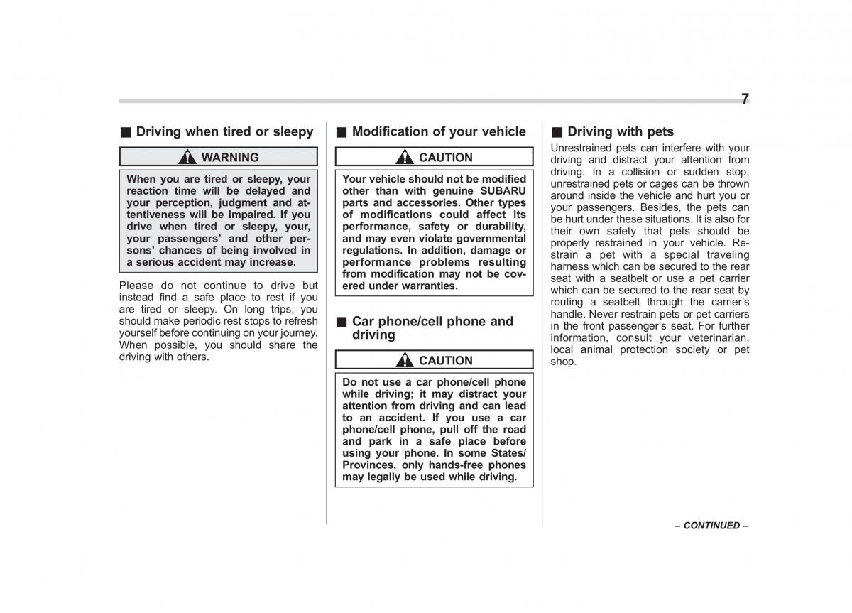 manual  Subaru Forester III 3 owners manual / page 21