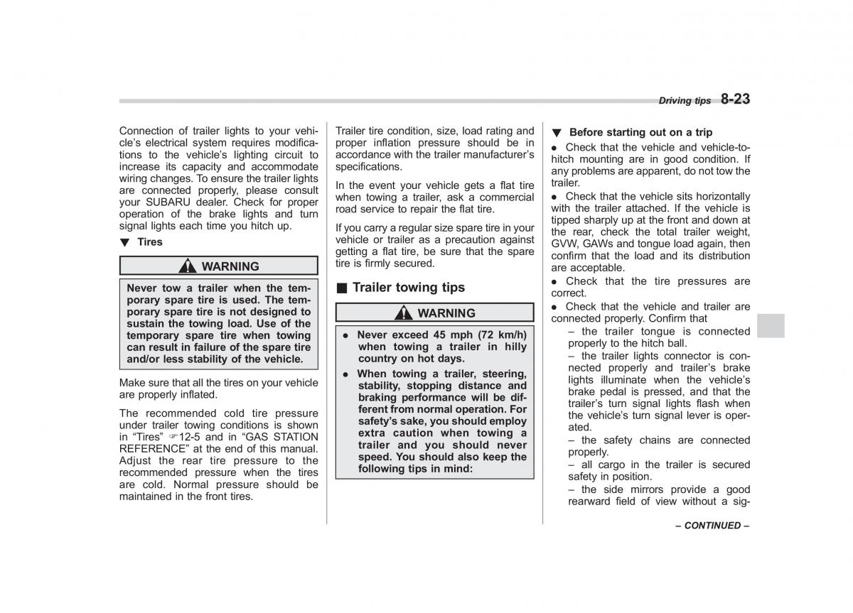 Subaru Forester III 3 owners manual / page 278