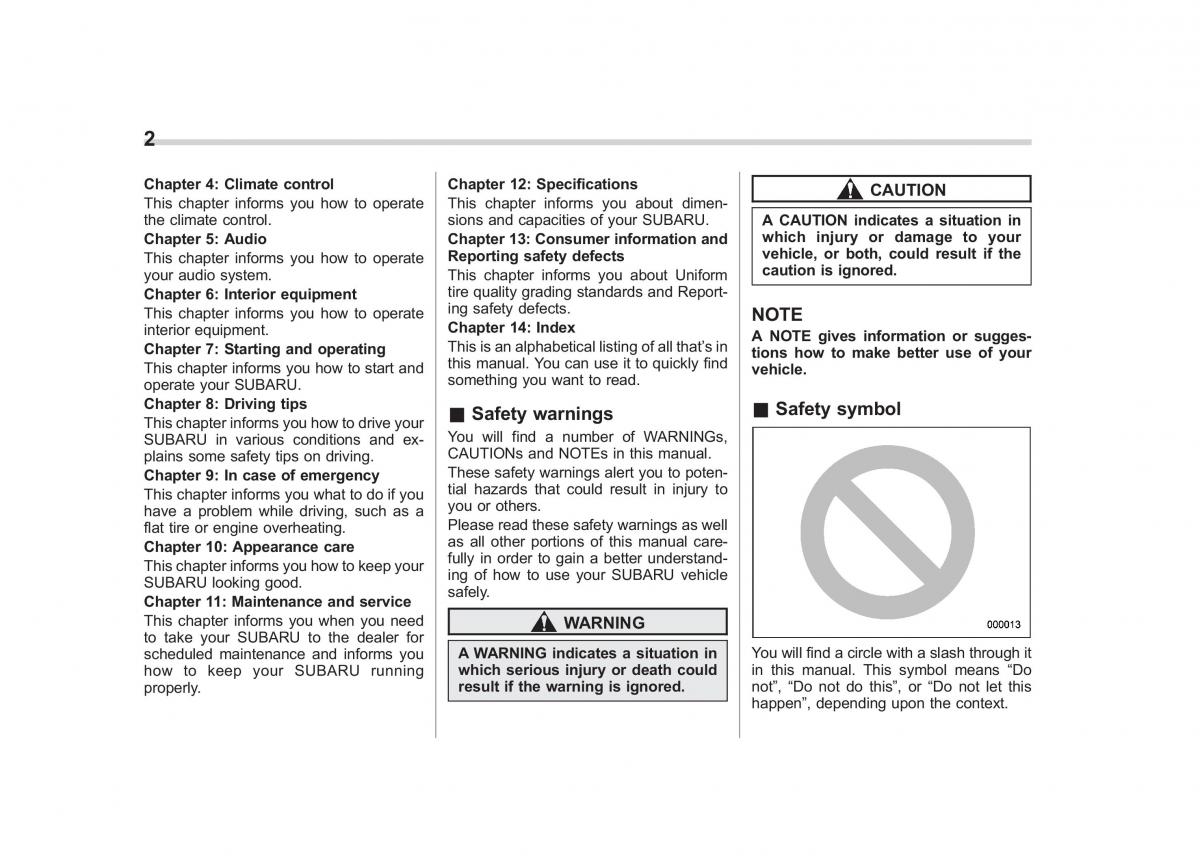 manual  Subaru Forester III 3 owners manual / page 5