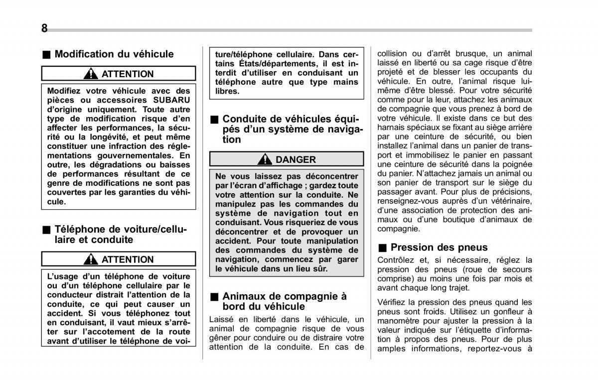 manual  Subaru Forester IV 4 manuel du proprietaire / page 13
