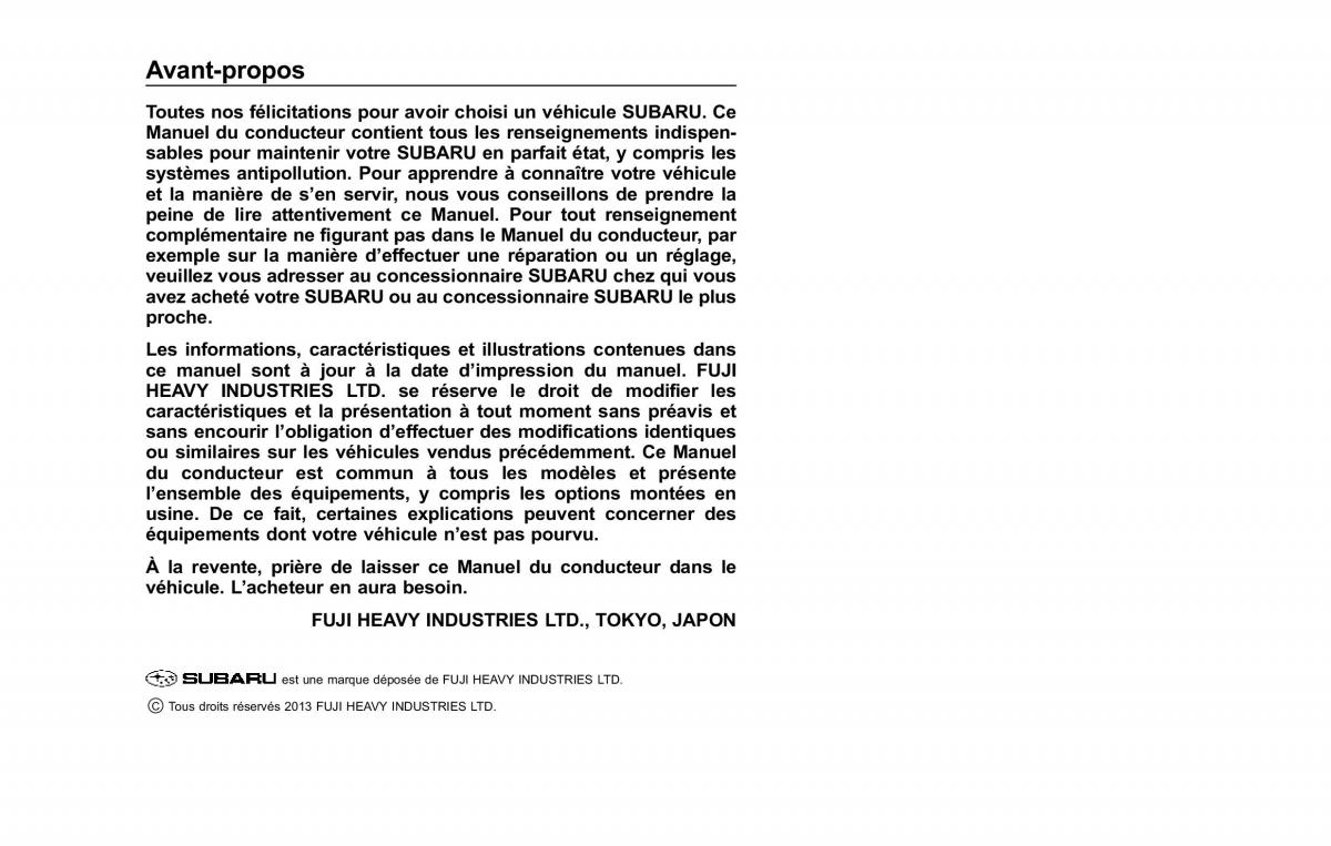 manual  Subaru Forester IV 4 manuel du proprietaire / page 2