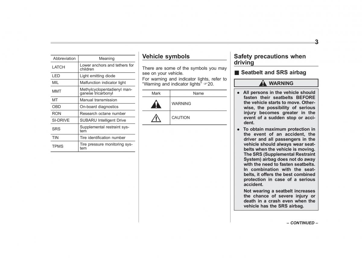 manual  Subaru Forester IV 4 owners manual / page 6