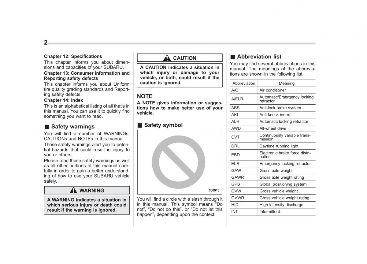 manual  Subaru Forester IV 4 owners manual / page 5