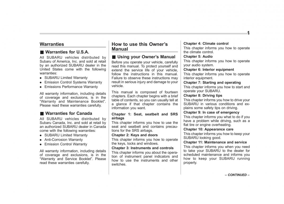manual  Subaru Forester IV 4 owners manual / page 4