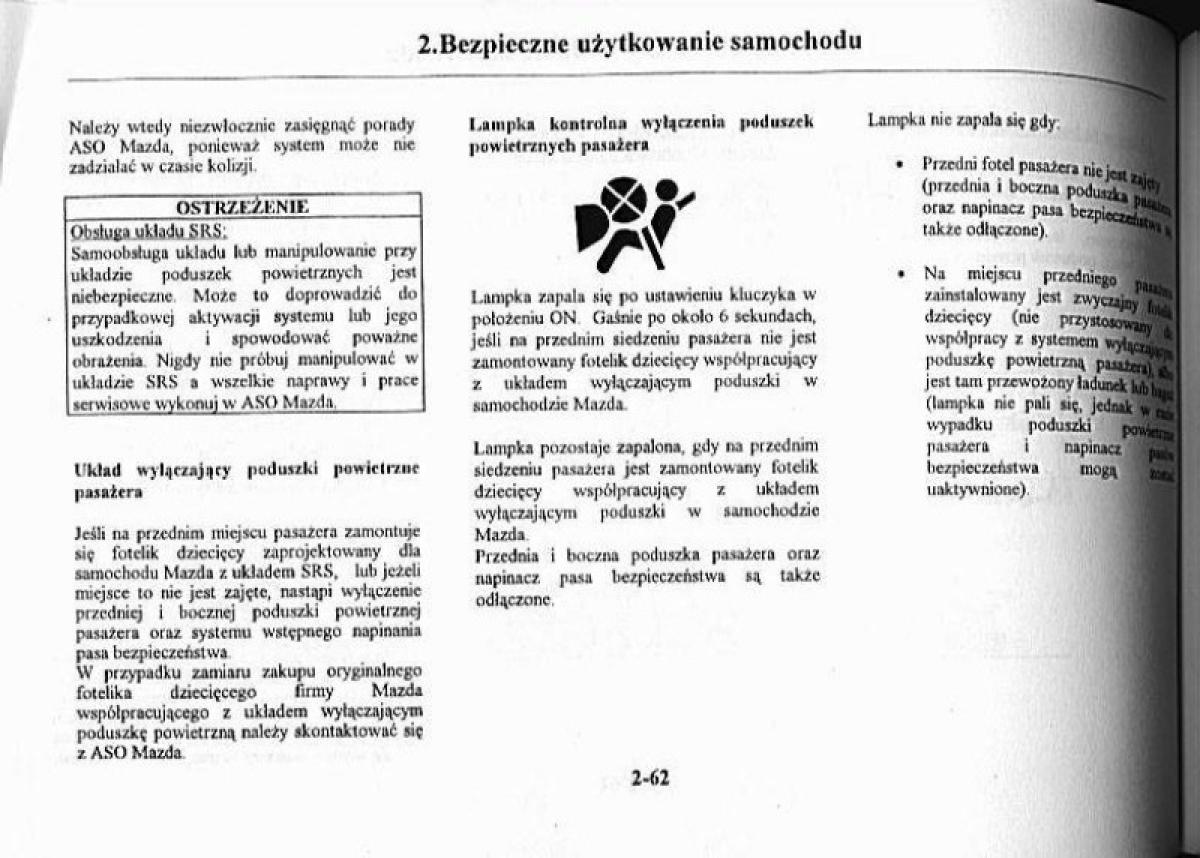Mazda Premacy I 1 instrukcja obslugi / page 67