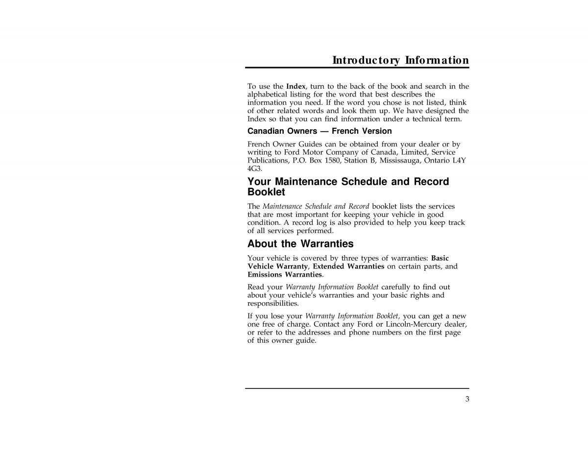 Ford Ranger owners manual / page 6