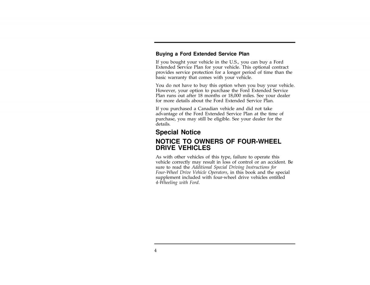 Ford Ranger owners manual / page 7