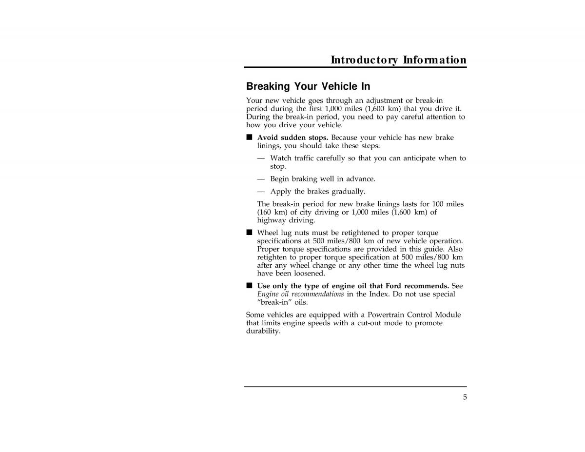 Ford Ranger owners manual / page 8