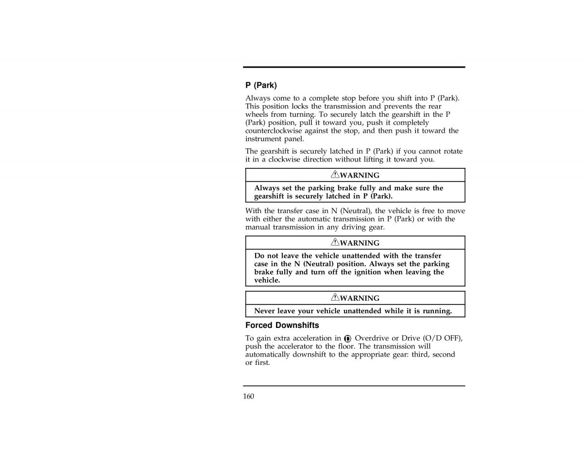 Ford Ranger owners manual / page 160